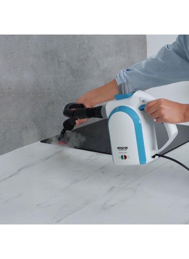 آرشيا جهاز تنظيف بالبخار متعدد الاستخدامات – 1250 وات – ضغط بخار 3 بار – جاهز خلال 3–4 دقائق – تنظيف بالماء فقط – ضمان 18 شهر - Image 4